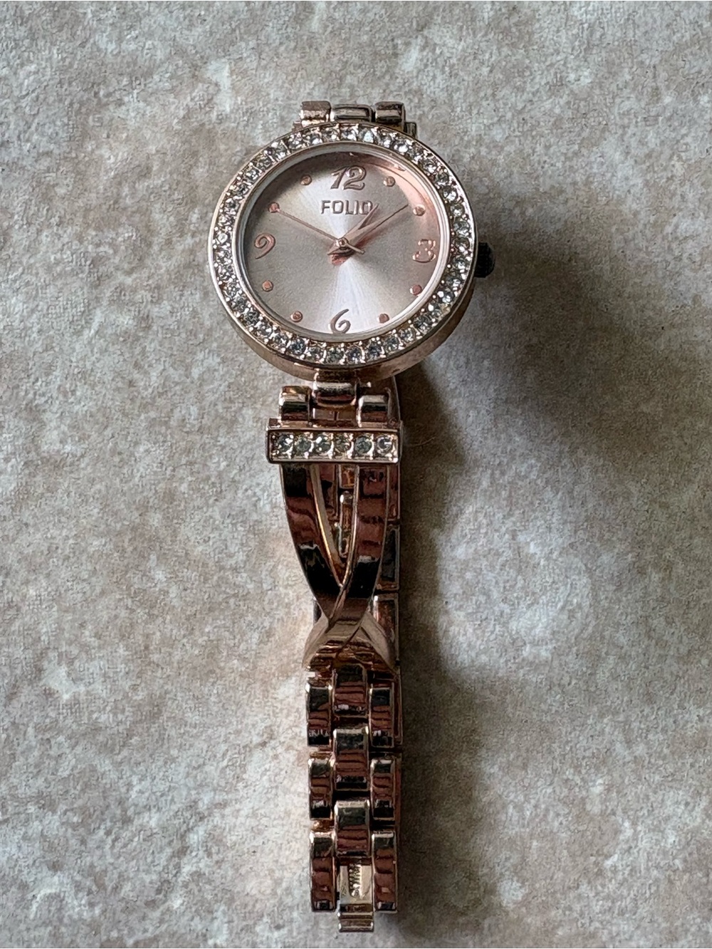 Rose Gold Crystal-Accent Women's Bracelet Watch